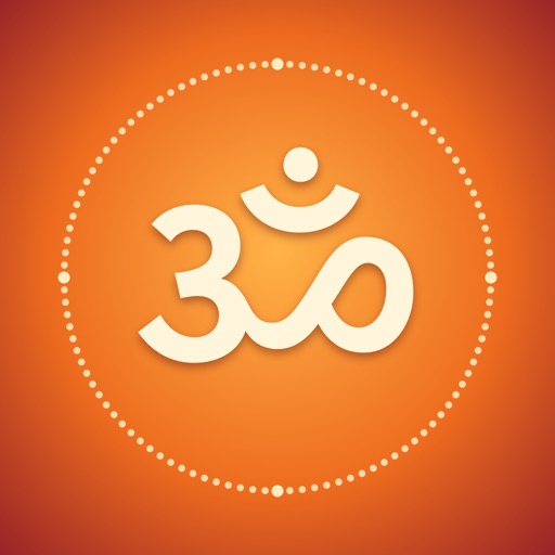 Ashtotra app icon: a golden Om inside a ring of 108 beads